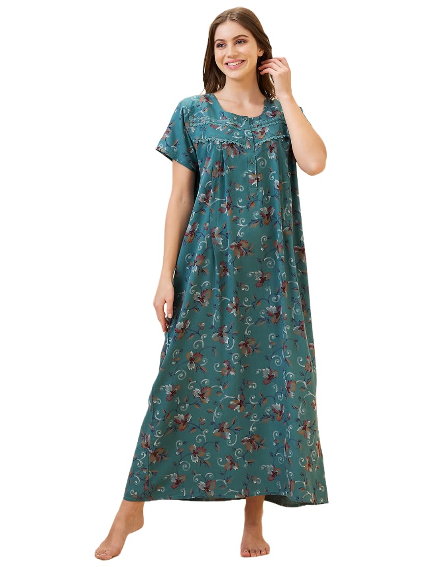 av2 Women Printed Cotton Nightwear Nighty|Womens Night Wear Maxi-7282-picture-12