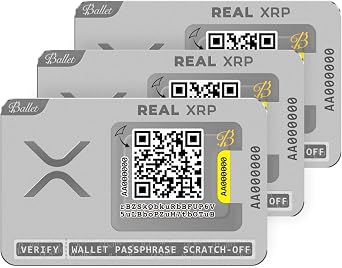 Ballet Real XRP Cold Storage Wallet Card 3-Pack - Offline Hardware Wallet for Self-Custody, No Seed Phrase, No PIN or Password, No Electronics, Stainless Steel