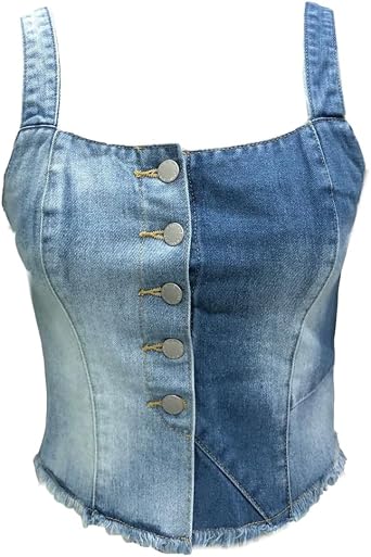 Kvor Women Vest Chic Shoulder Lady Corset Tube Top Sexy Jeans Camisole Top Denim Top