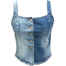 Kvor Women Vest Chic Shoulder Lady Corset Tube Top Sexy Jeans Camisole Top Denim Top