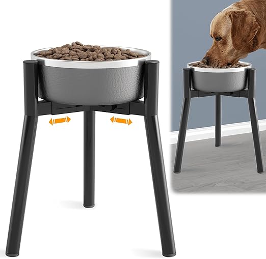 SHAINFUN Adjustable Metal Raised Stand for Large & XL Breeds, Compatible with 7 to 10.6" Wide Bowls, Single Tall Elevated Feeder (Bowl Not Included)