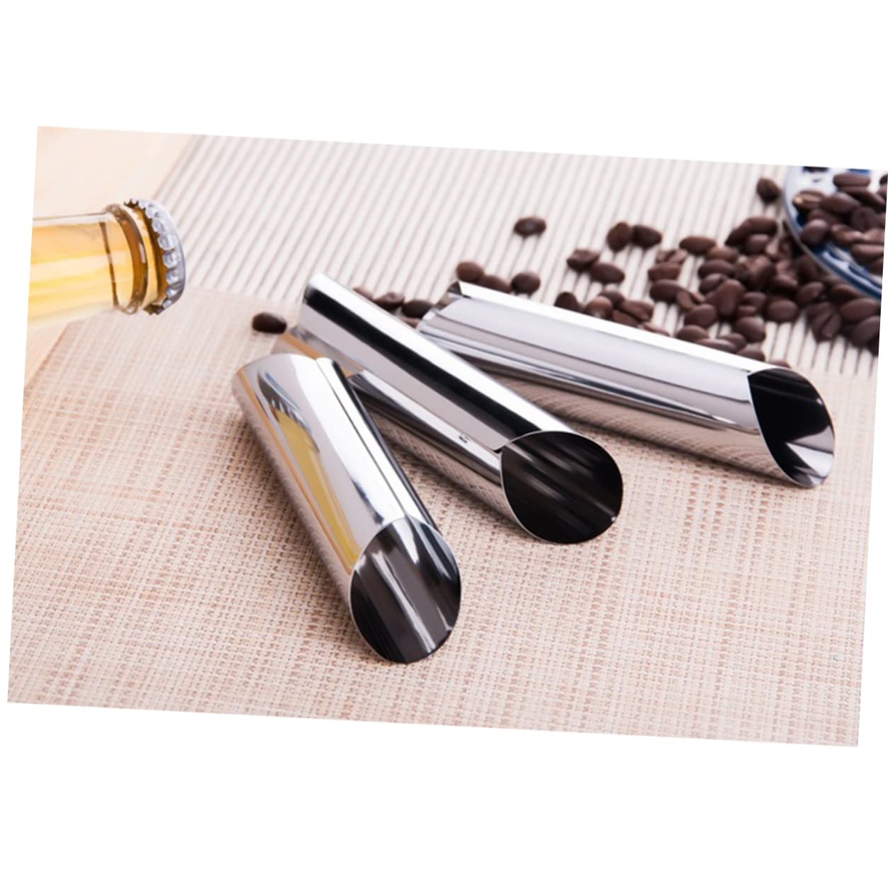 3pcs Stainless Steel Connoli Molds Cannelloni Pasta Tubes Cannoli Mold Cannoli Baking Molds Cannoli Shell Mold Molds for Cooking Loaf Tin Rings Pusher Tin Trays Connoli Form Silver