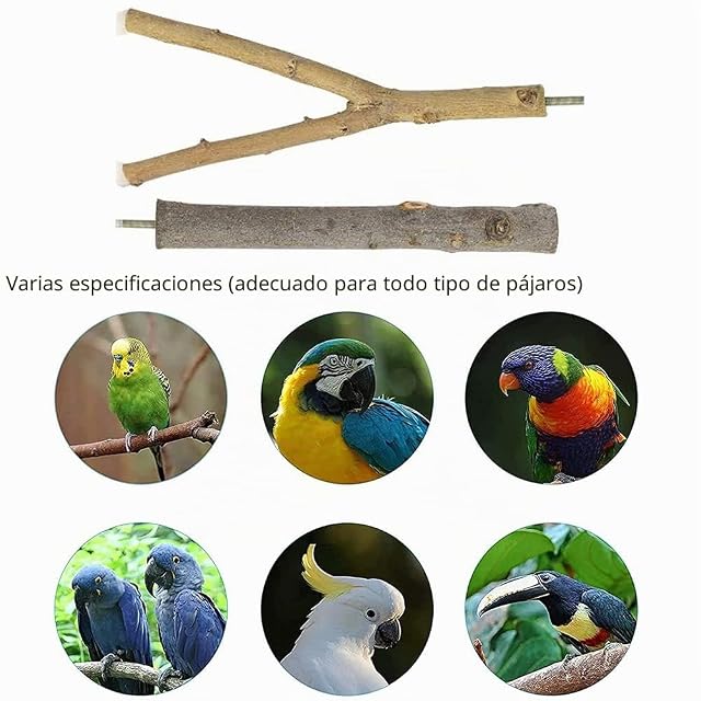 Foto 5 de 8 de 4 Piezas Perchas Naturales para Pájaros, Madera Natural para Pájaros, Pájaro Soporte de Madera Natural