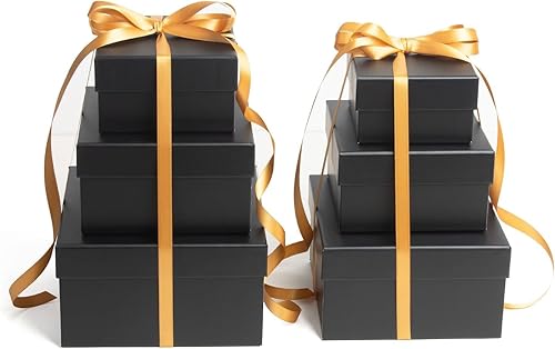 Miniatura 5 de Paquete de 8 cajas de regalo con tapas, 4 cajas de regalo sorpresa explosión y 4 cajas de regalo cuadradas de papel negro, juego de caja explosiva