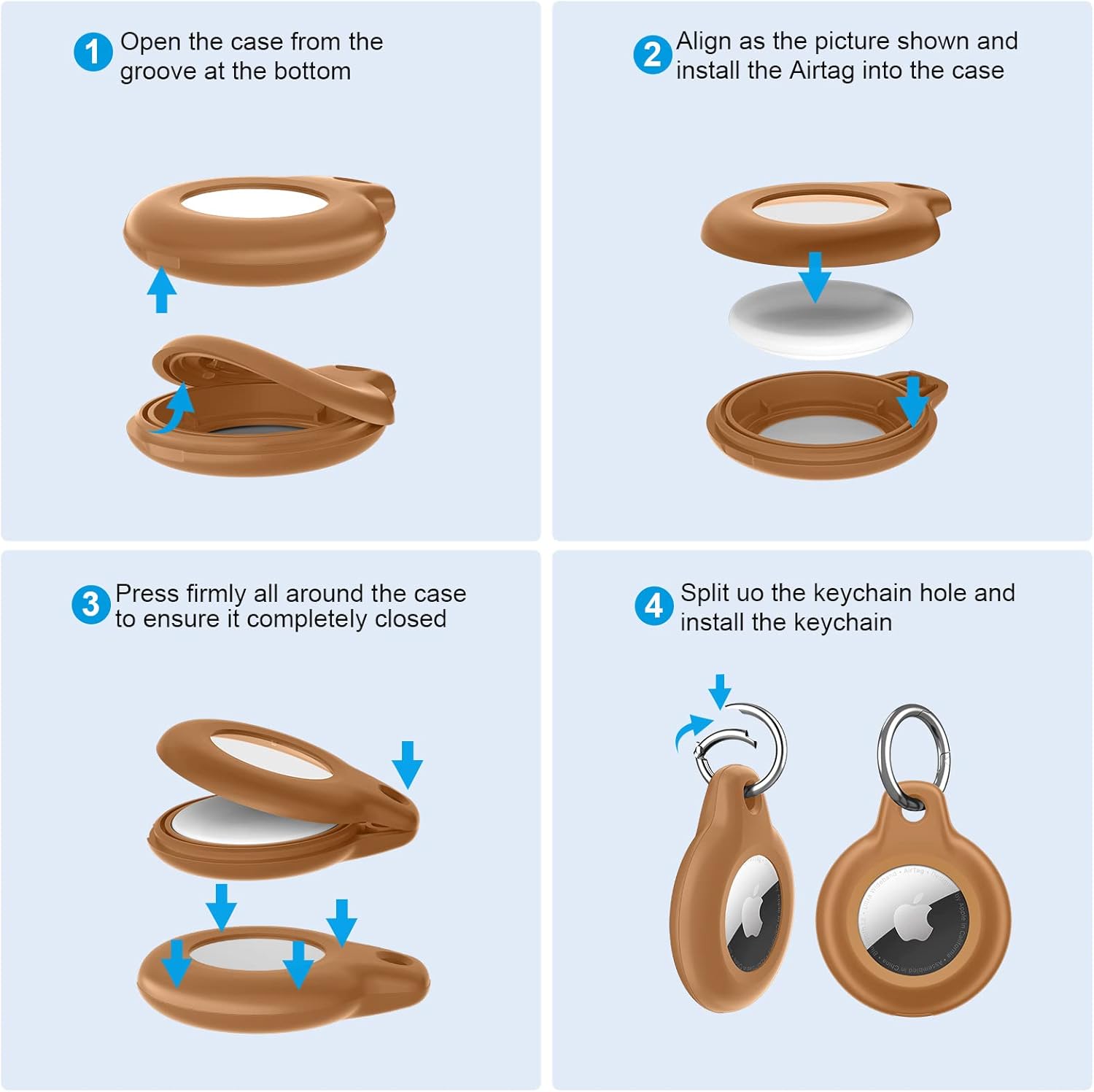 haoxen 2 pack airtag holder ipx8 waterproof airtag keychain case made of hard pctpu material air tag holder for wallet luggage keys dog pet br