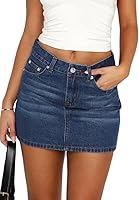 TYSSEDAL Women's Y2K 2025 Denim Mini Skirt - Stretchy Mid-Waist Bodycon Jean Skirt for Club Party & Casual Wear