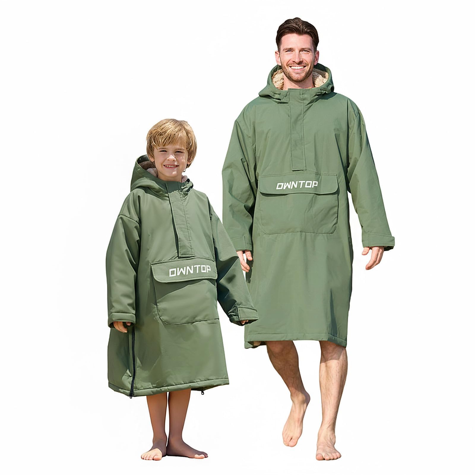 Lifeventure Aankleedjas, winddicht, waterdicht, anti-geur behandeld, fleece gevoerde poncho jas voor zwemmen, surfen en kamperen