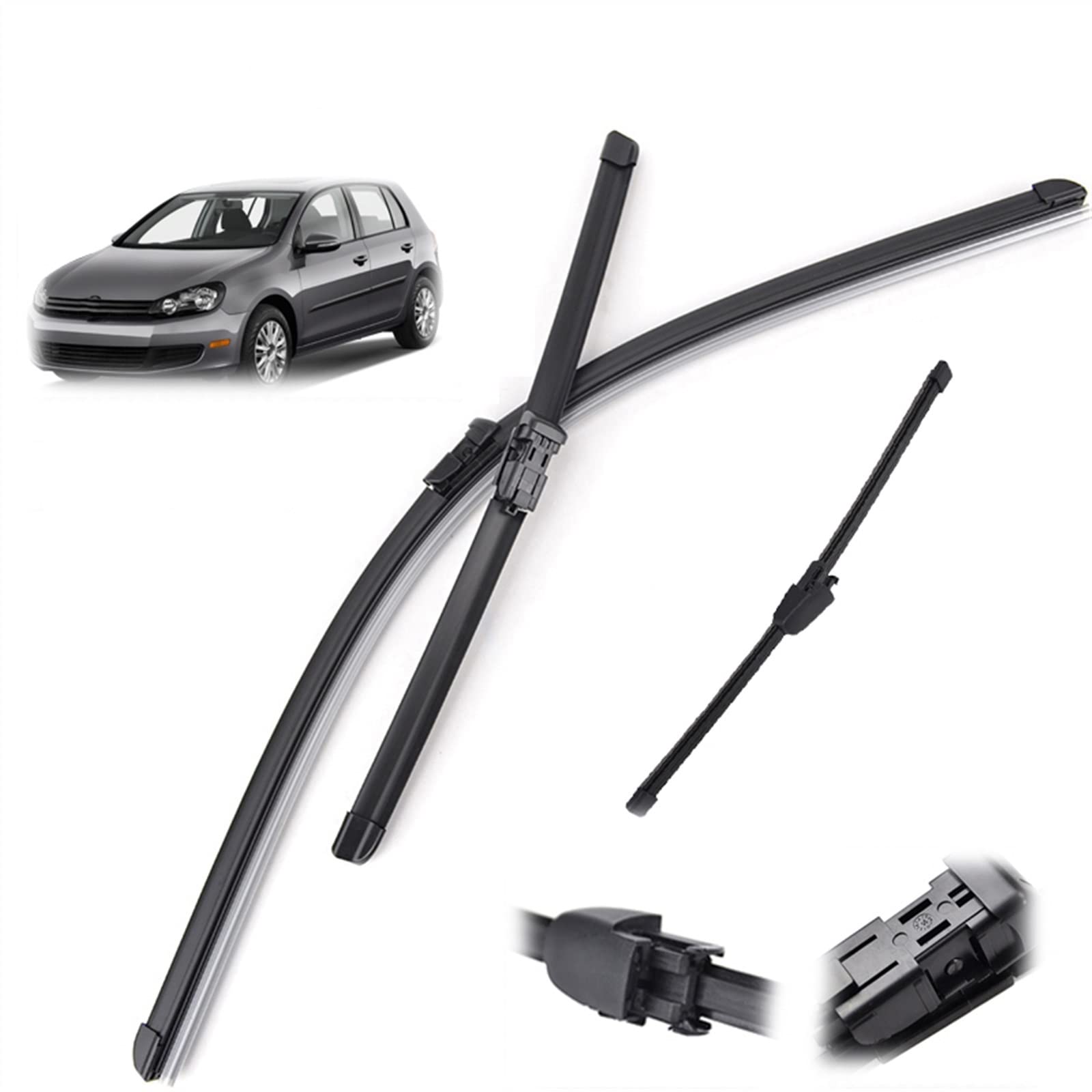 Juego De Escobillas Limpiaparabrisas Delanteras Y Traseras De 24 "+ 19" + 13 "para Parabrisas De Coche Ventana Cepillos De Lluvia Para VW Para Golf 5 2005-2009 Parabrisas