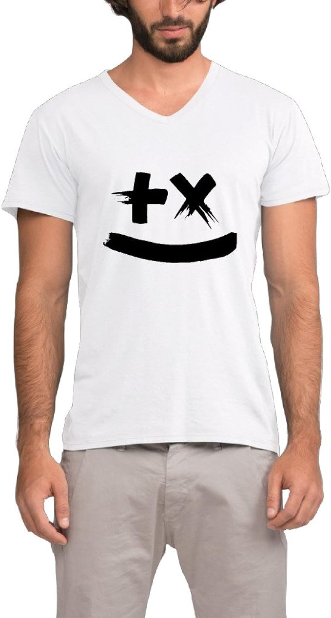 Amazon デレス メンズ Tシャツ 絵文字 笑い 顔 魅力的な Vネックtシャツ 綿 簡約 Xx Large White Tシャツ カットソー 通販