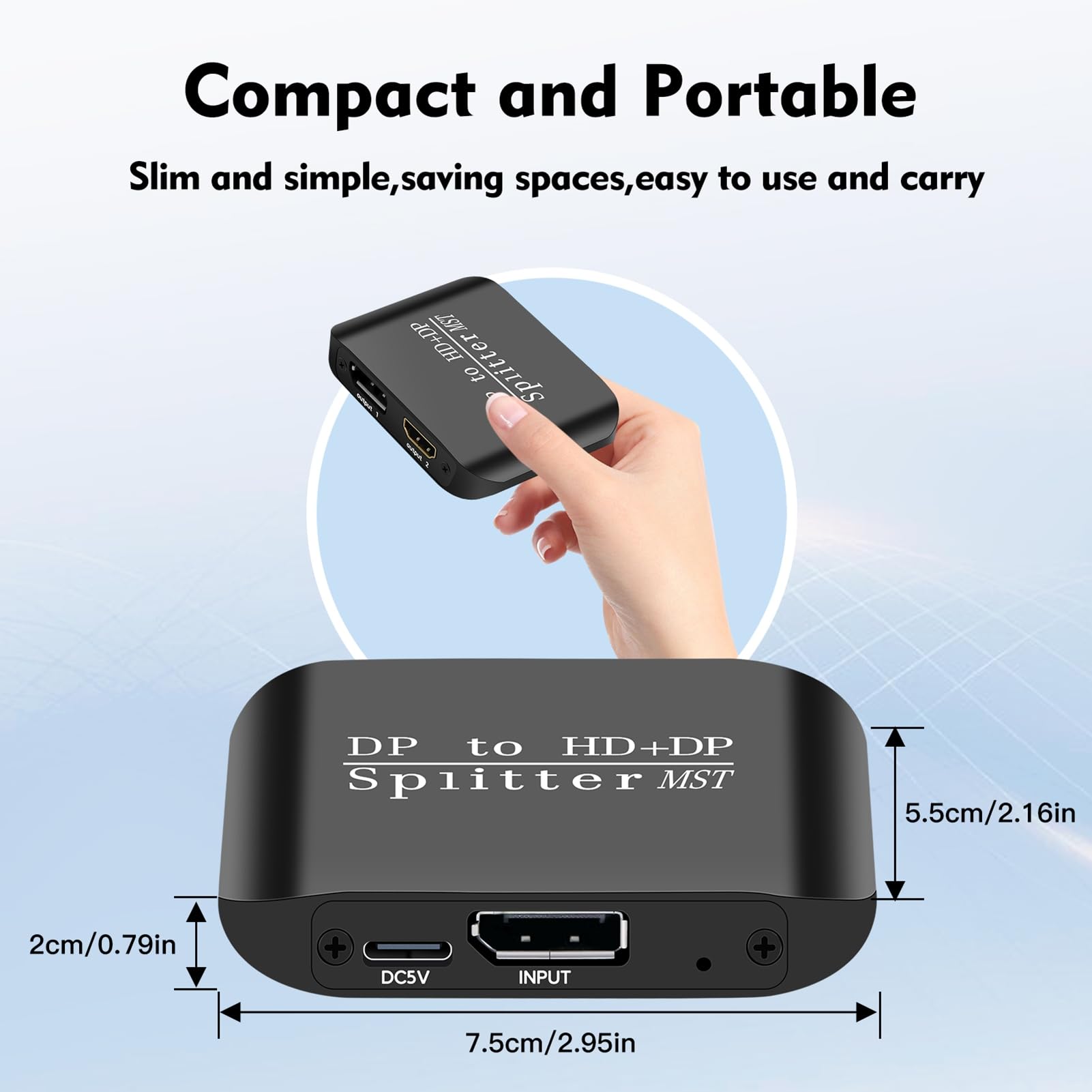 Docooler Splitter video 4K60Hz DP su compatibile HDMI+DP MST splitter, adattatore doppio monitor per laptop Ultrabook, adattatore HDMI compatibile per doppio monitor
