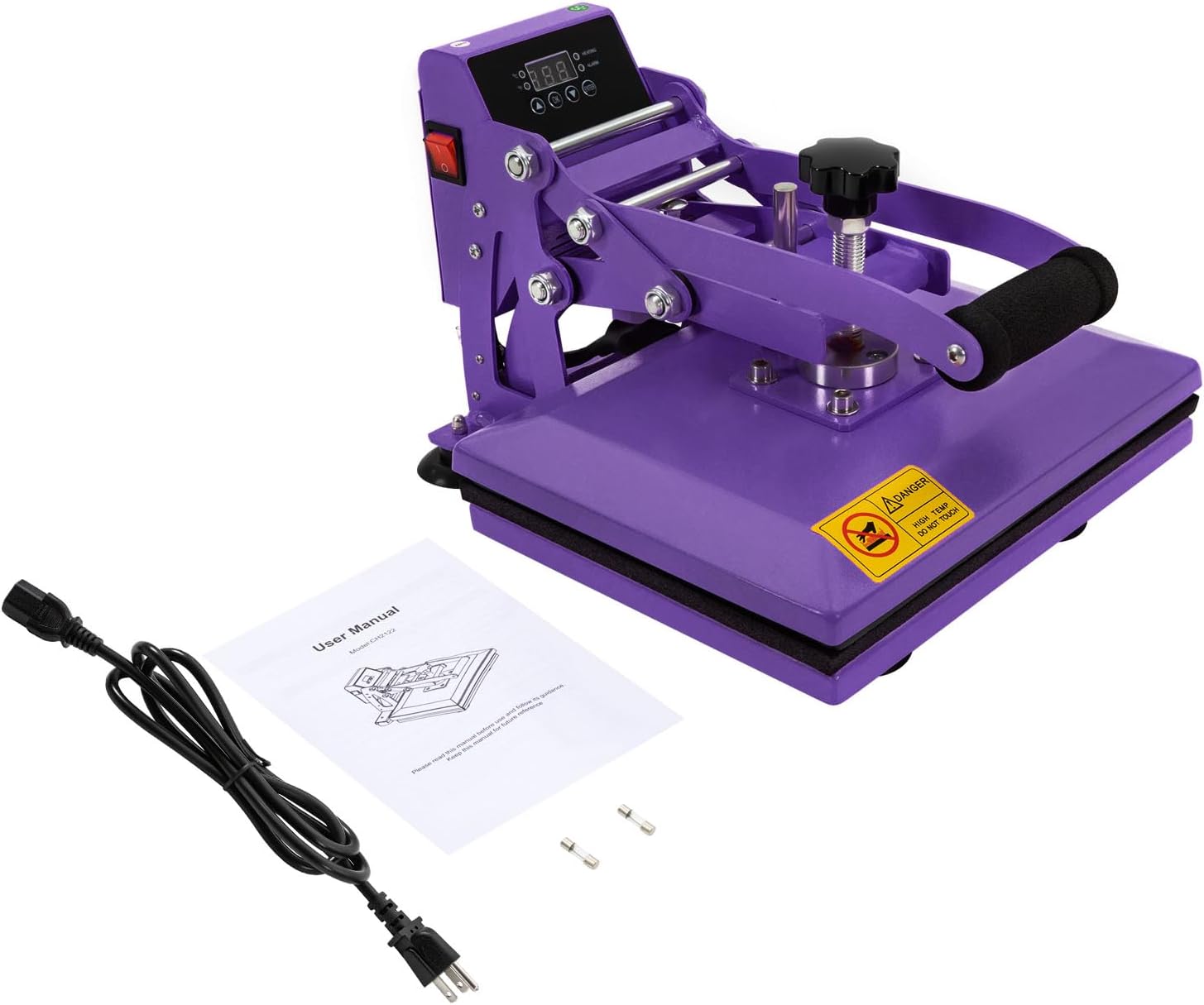 11.8 x 9 Inch Heat Press Machine, T Shirt Press Machine, Heat Transfer Machine with Handle, Multifunction Heat Press for Craft Stores, Print Stores (Purple)