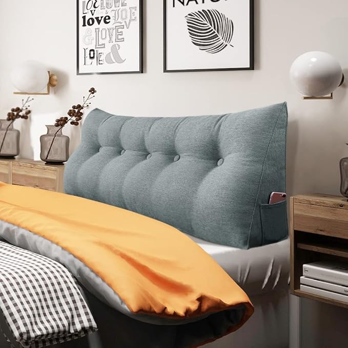 BNCKTRD Headboard Pillow Wedge Queen Size Large Bolster Pillow for Bed Triangle