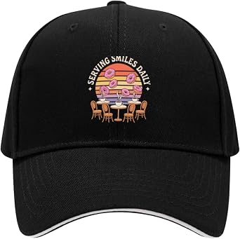 Serving Smiles Daily Lunch Crew Baseball Cap Adjustable Dad Hat Trucker Hat for Men Women Black