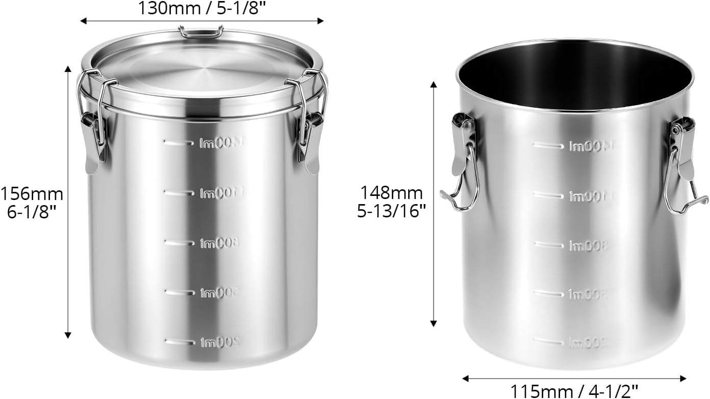 QWORK Stainless Steel Coffee Canister - Airtight 56 fl oz Food Storage Container with Silicone Gasket & Snap Locks for Coffee, Tea, Sugar