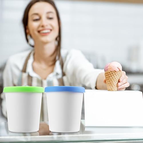 Miniatura 6 de 4 recipientes de helado de 1 cuarto de galón para helados caseros, contenedores reutilizables de almacenamiento de helado con tapas de silicona para