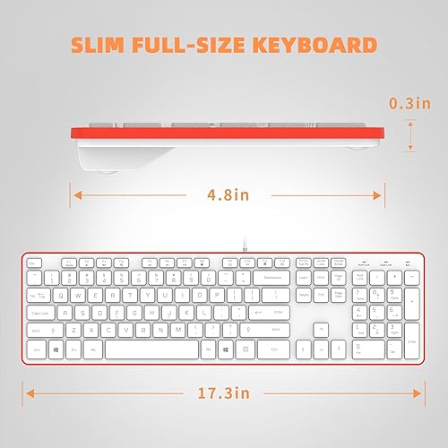 Miniatura 4 de Teclado USB con cable, cómodas teclas de chocolate silenciosas, teclado de computadora ultradelgado duradero con cable (QWERTY) para PC, Windows