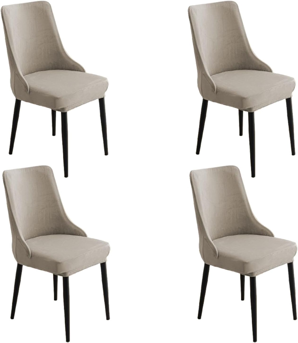 Modern Kitchen Chair Covers Curved Back Dining Room Chairs Covers Dining Chair Slipcovers Stretch Wingback Side Chair Cover for Restaurants Kitchen Banquet,Light Gray,4pcs