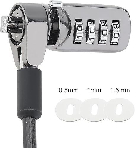 Miniatura 6 de Candado de cable para laptop, 6.23 pies de cable de seguridad para computadora con bloqueo de cable para laptop, 4 cerraduras digitales antirrobo