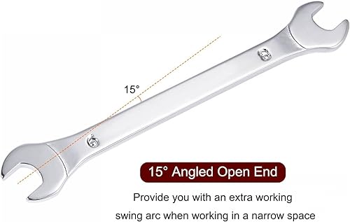 Vista 38 de uxcell Thin Open End Wrench, 12mm x 14mm Metric Mirror-Chrome Plated High Carbon Steel, for Household Maintenance and General Repairs, 2 Pcs
