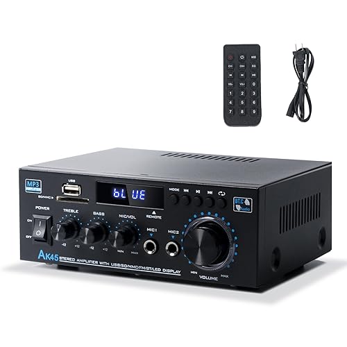 Receptor estéreo Bluetooth y amplificador de audio para el hogar, 300 W x 2 canales de 2 canales para cine en casa y altavoces de estantería, con