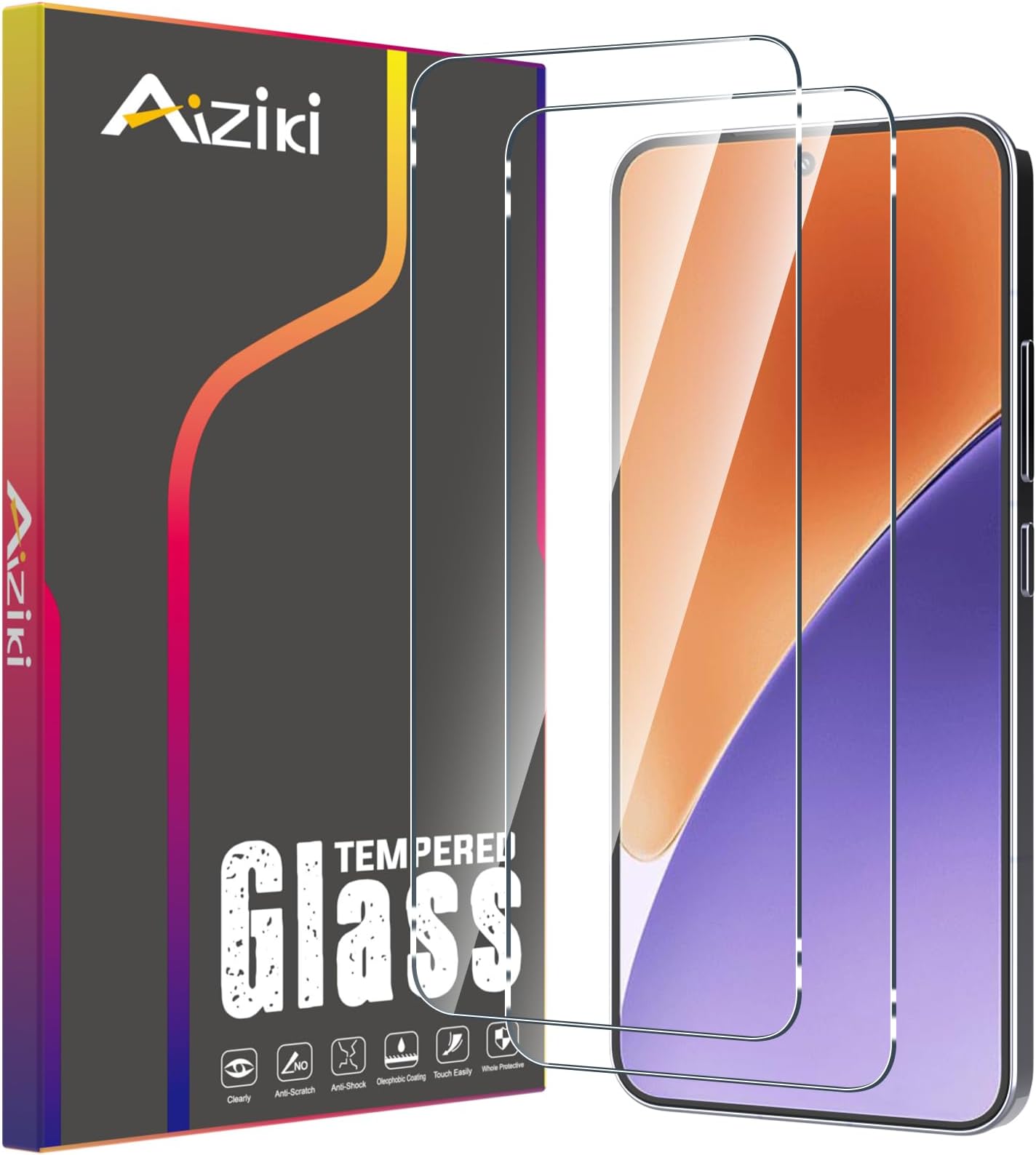 (2 Pack Designed for Xiaomi 15 Screen Protector, 9H Hardness Tempered Glass, Ultra Resistant, Shatterproof, Scratch-Resistant, Bubble Free for Xiaomi 15 Tempered Glass, Case Friendly