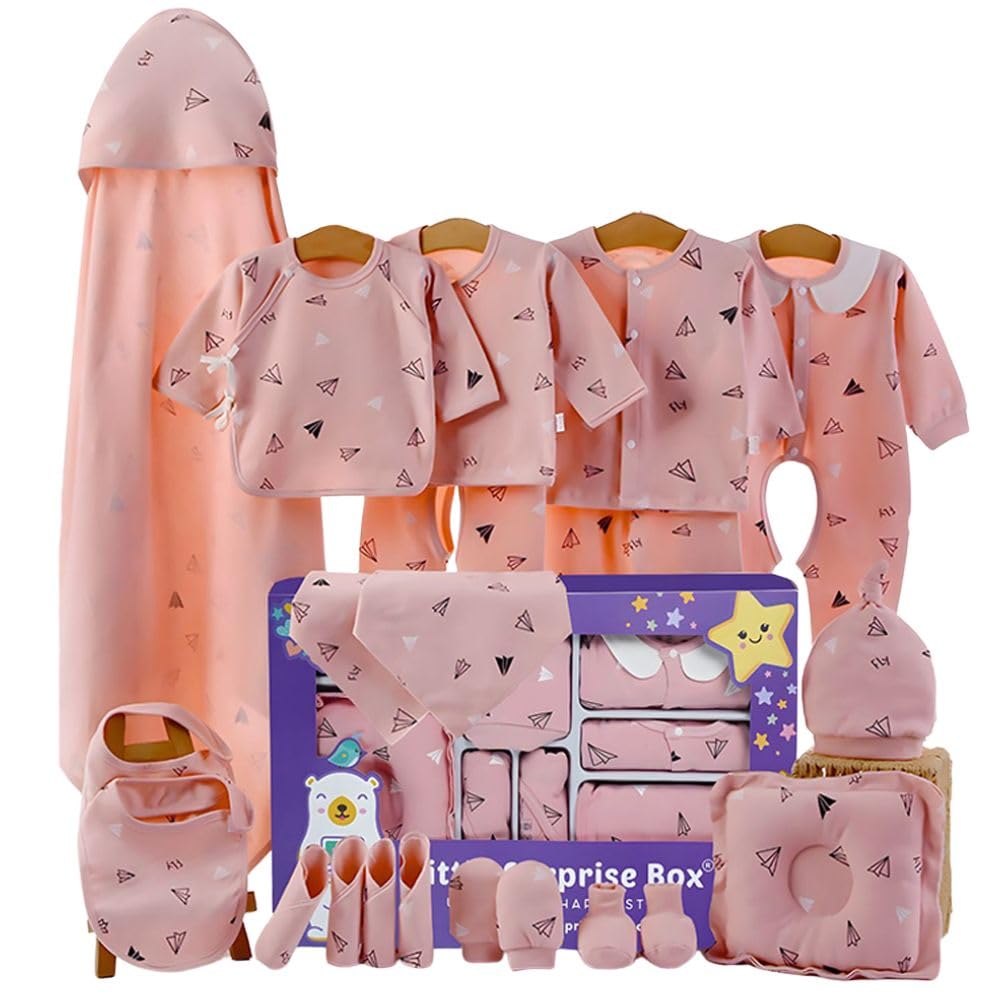 Little Surprise Box Cotton Solid 21 Pcs Newborn Baby Girl Gift Hamper Set For All Seasons (Peach) Clothes For Toddlers 0-6 Months-image-28