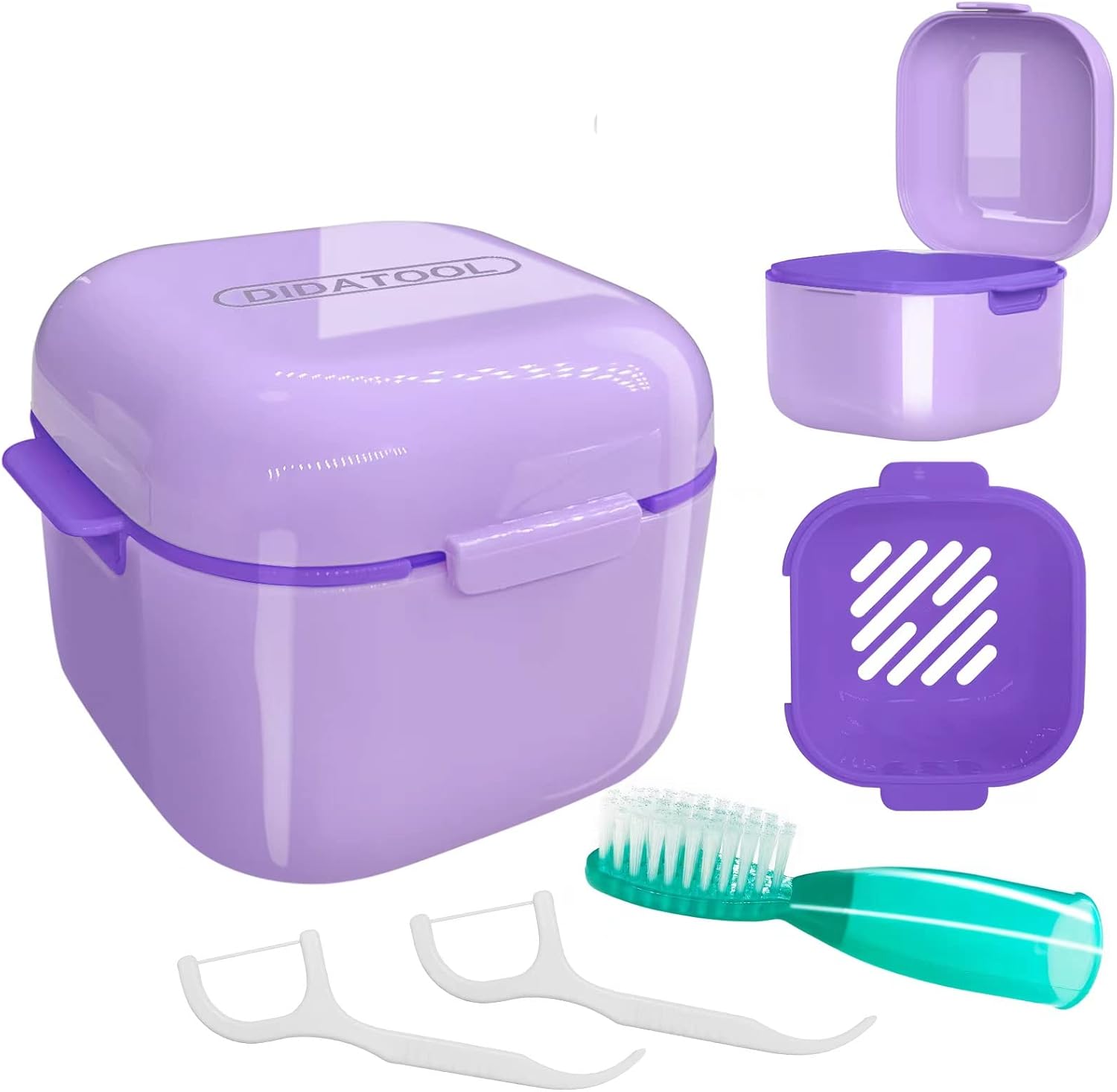 DIDATOOL Retainer Case, Denture Bath, Denture Cups for Soaking Dentures