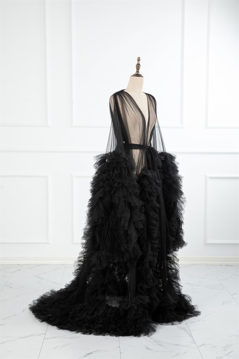 Tulle maternity robe for photoshoot Lingerie for Women Old Hollywood Robe Nightgown Tulle Bathrobe
