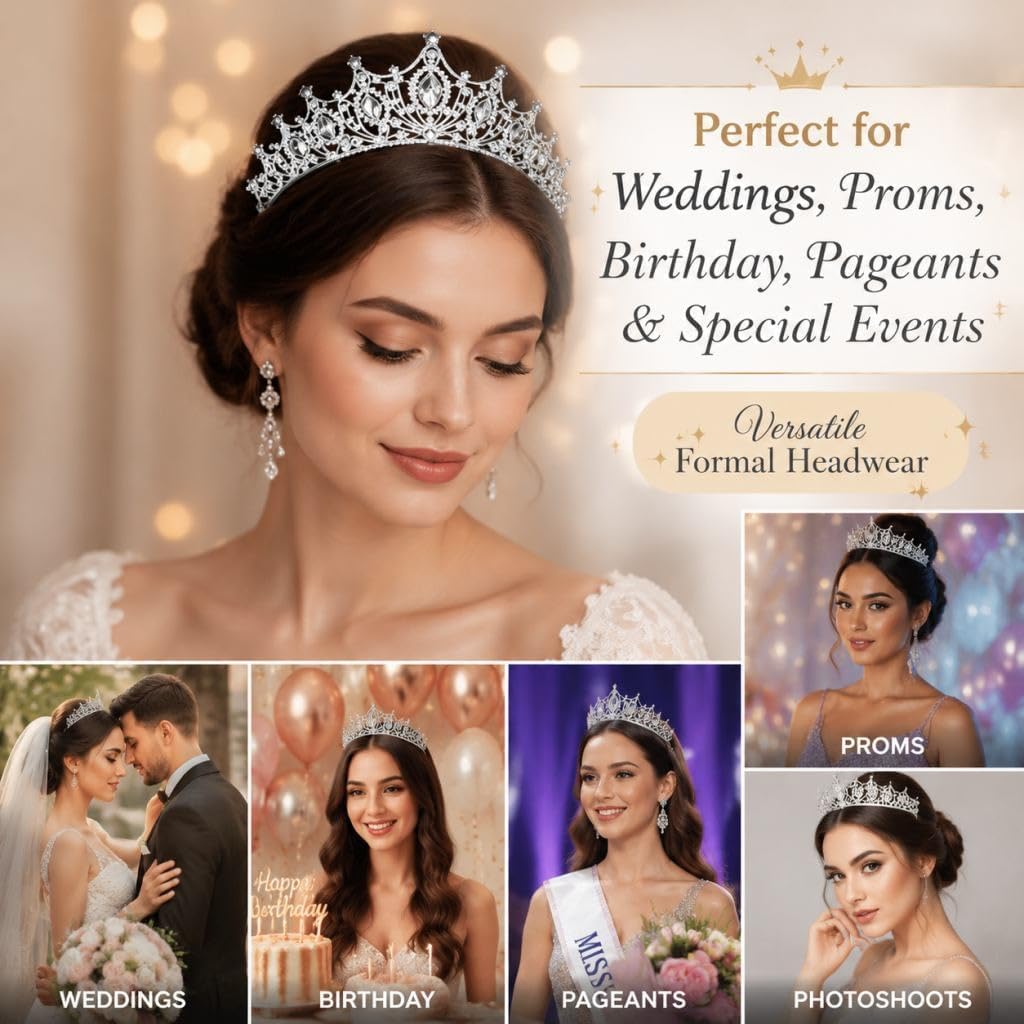 Kamirola Baroque Queen Crown,Rhinestone Wedding Bridal Crown and Tiaras Crystal Headband For Birthday Prom Pageant Party halloween… TR09