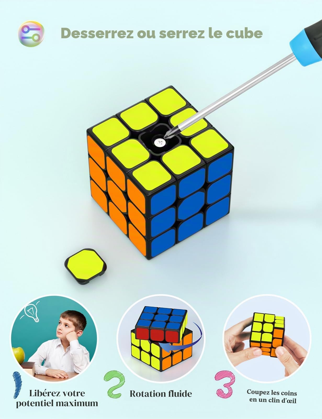 ROXENDA Set de Cube de Vitesse incluant Dodécaèdre Cube et Cube Pyramide - Excellente qualité et Mouvement Fluide, idéal pour améliorer la Concentration et l'agilité mentale (15 Pièces)