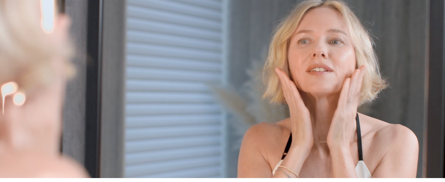 STRIPES Beauty Naomi Watts The Power Move Hydrating Facial Serum Firm Smooth Fine Lines And Wrinkles Squalene Hyaluronic Acid Safe Sensitive Skin Menopause Support 1.0 Fl Oz