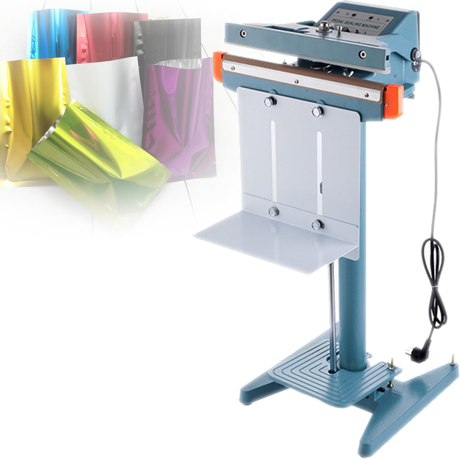 Termosigillatrice a impulsi con Pedale e taglierina, Macchina termosaldatrice Professionale, Larghezza di Saldatura 8 mm,2-2 Secondi, 350 mm per Alimenti, ristoranti, casa, Scuola