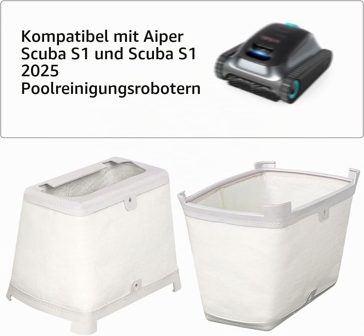 1 Stück Waschbarer Ersatz-Ultrafein-Filterbeutel für Aiper Scuba S1, Scuba S1 2025 Roboter-Poolreiniger(nur Filtertuch, ohne Rahmen)