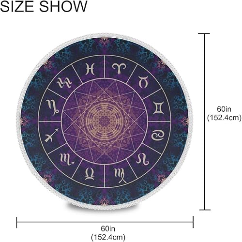 Miniatura 2 de ALAZA Mantel de encaje, signo del zodiaco mágico, lavable, a prueba de polvo, de poliéster, para decoración de mesas de cocina y comedor (redondo,