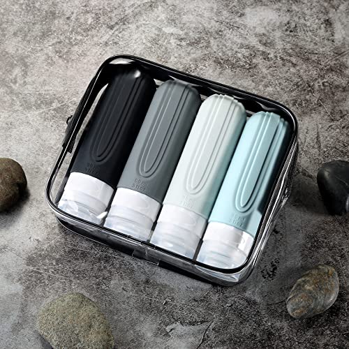 Mrsdry Travel Bottles For Toiletries, Tsa Approved 3Oz Travel Size Containers Bpa Free Leak Proof Refillable Liquid Silicone Squeezable Travel Accessories For Shampoo Conditioner Lotion (4 Pack) #TOP7
