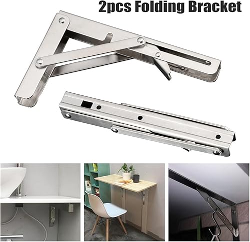 Miniatura 3 de SBTRKT 2 piezas de acero inoxidable plegable soporte de mesa soporte estante banco 440.9 lbs carga pesada Repisas Flotantes Mesa plegable (Color  14