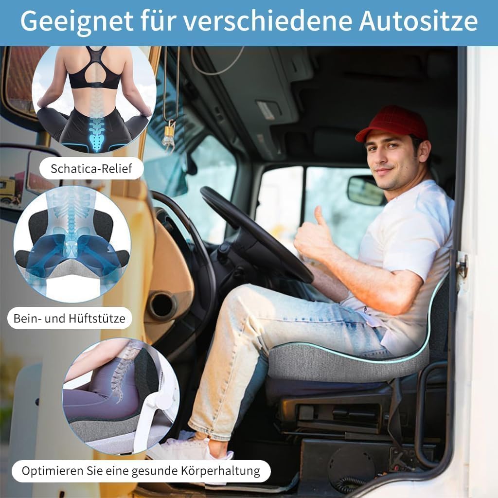 HoldOneLight Cojín ortopédico con respaldo [apoyo lateral y comodidad] Cojín de asiento para silla de oficina y coche - Ergonómico, cojín de asiento