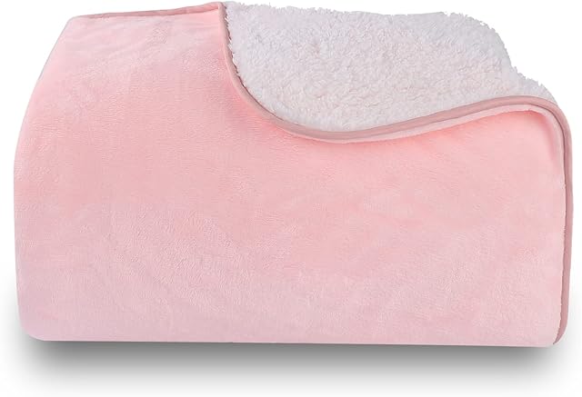 Lvkiss Sherpa Fleece Blanket, Fluffy and Warm Blanket for Adults, Double-Sided Composite Design Throws for Sofas and Bed, Double/Twin Size 70.8in × 78.7in (Pink, 180cm×200cm)