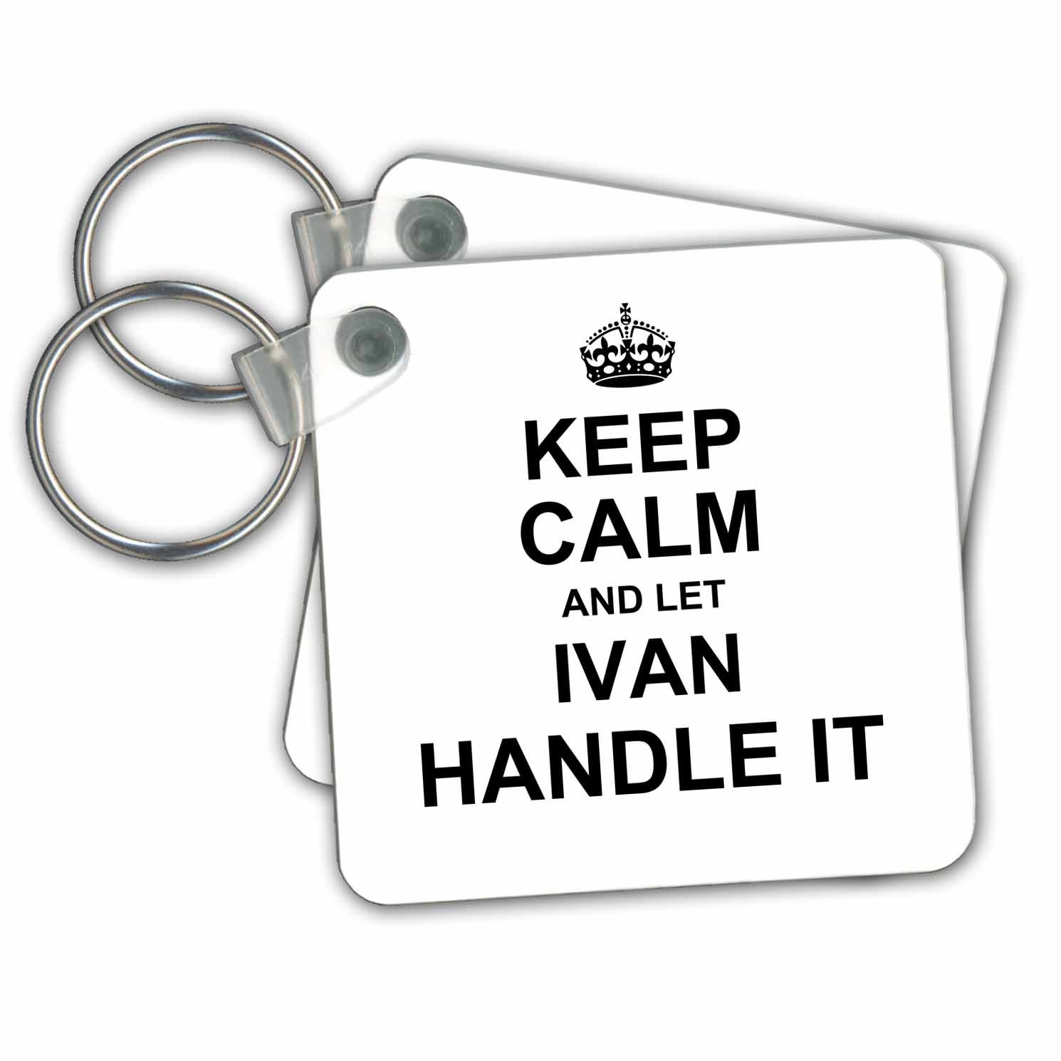3dRose Keep Calm And Let Ivan Handle It - Funny Personal Name - Key Chains, 2.25-inch, Set of 2 Keyring, 6 cm, Varies