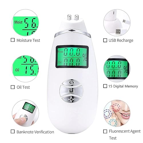 Miniatura 4 de VOOADA Analizador digital LCD de precisión de aceite para la piel probador de humedad detector de monitor de piel herramienta de cuidado facial para