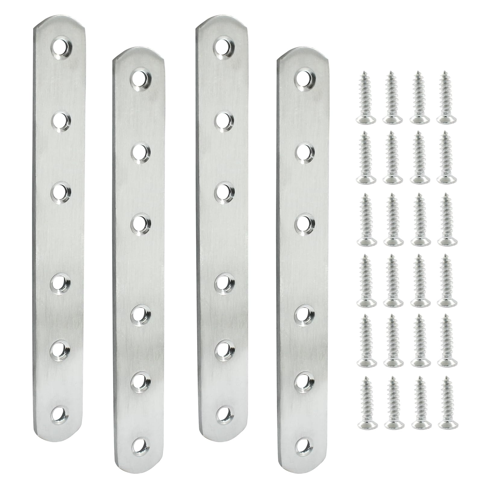 4 Pack 6 Inch Stainless Steel Flat Plate Straight Bracket