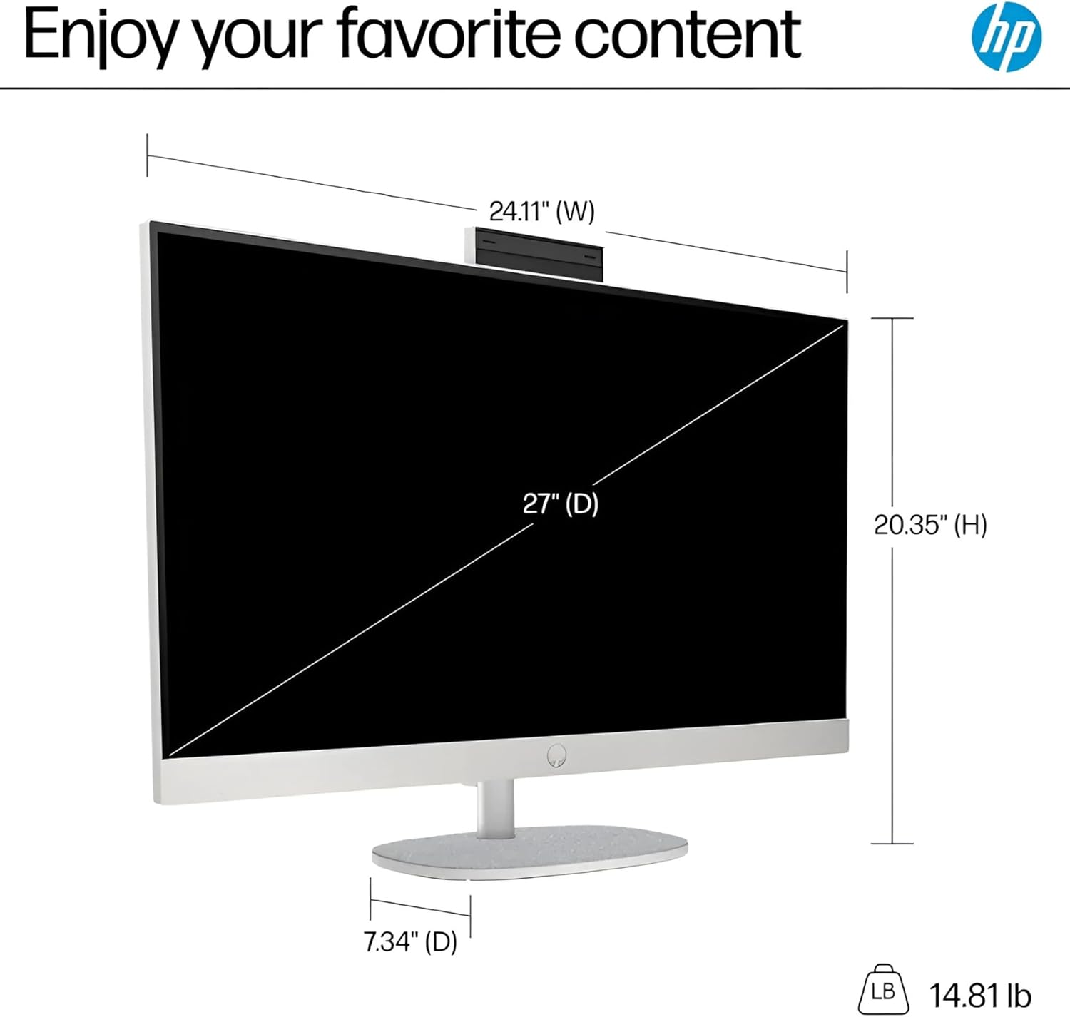 HP 27" FHD Touchscreen All-in-One Computer - Intel Core Ultra 7 155U up to 4.8GHz, 16GB DDR5 RAM, 1TB NVMe SSD, Intel Iris Xe Graphics, 1080P Webcam, Wireless Keyboard & Mouse, Windows 11 Home, White