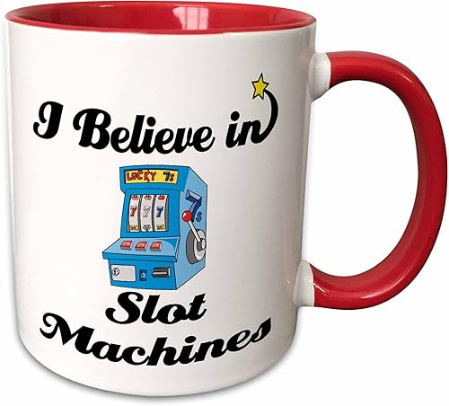 Miniatura 9 de 3dRose Taza transformadora mágica I Believe in Slot Machines, 11 onzas, negro/blanco