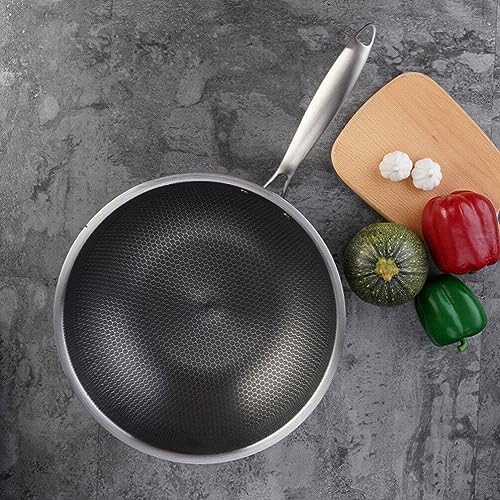 Wok de acero inoxidable Luxshiny con diseño de panal y antiadherente miniatura 2