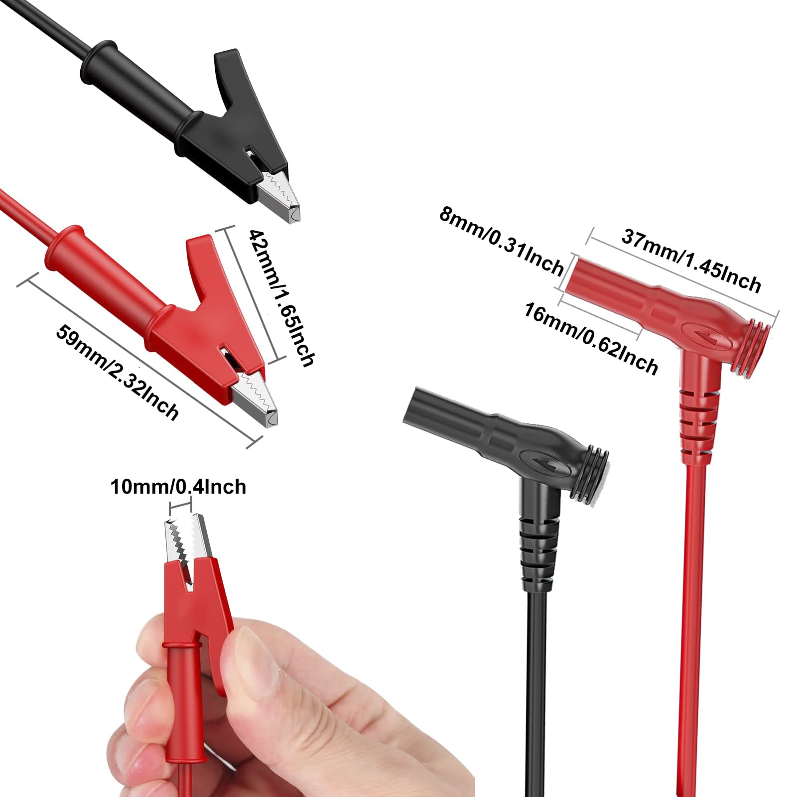 Multimeter Alligator Clips Test Leads,3Ft 600V/1000V Heavy Duty Gator Clip — Amazon image 3