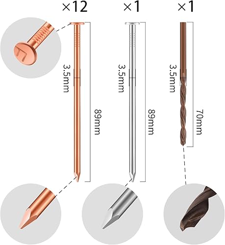 Miniatura 2 de 12 clavos de cobre para matar árboles, tocones y raíces, 3.5 pulgadas de largo, vienen con clavos de acero que permiten que los clavos de cobre