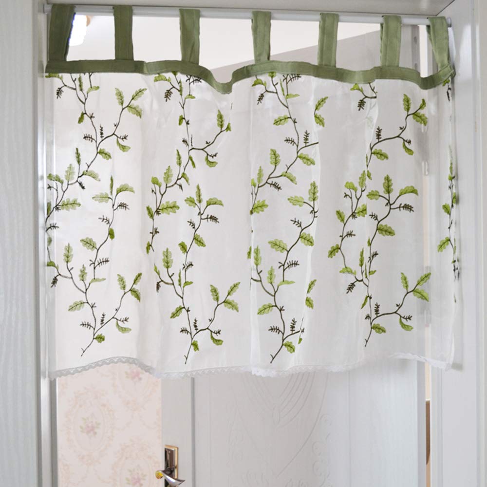 Cortinas cortas rUrEu estilo rural de algodón bordado para cocina o ventana de 90x150 cm