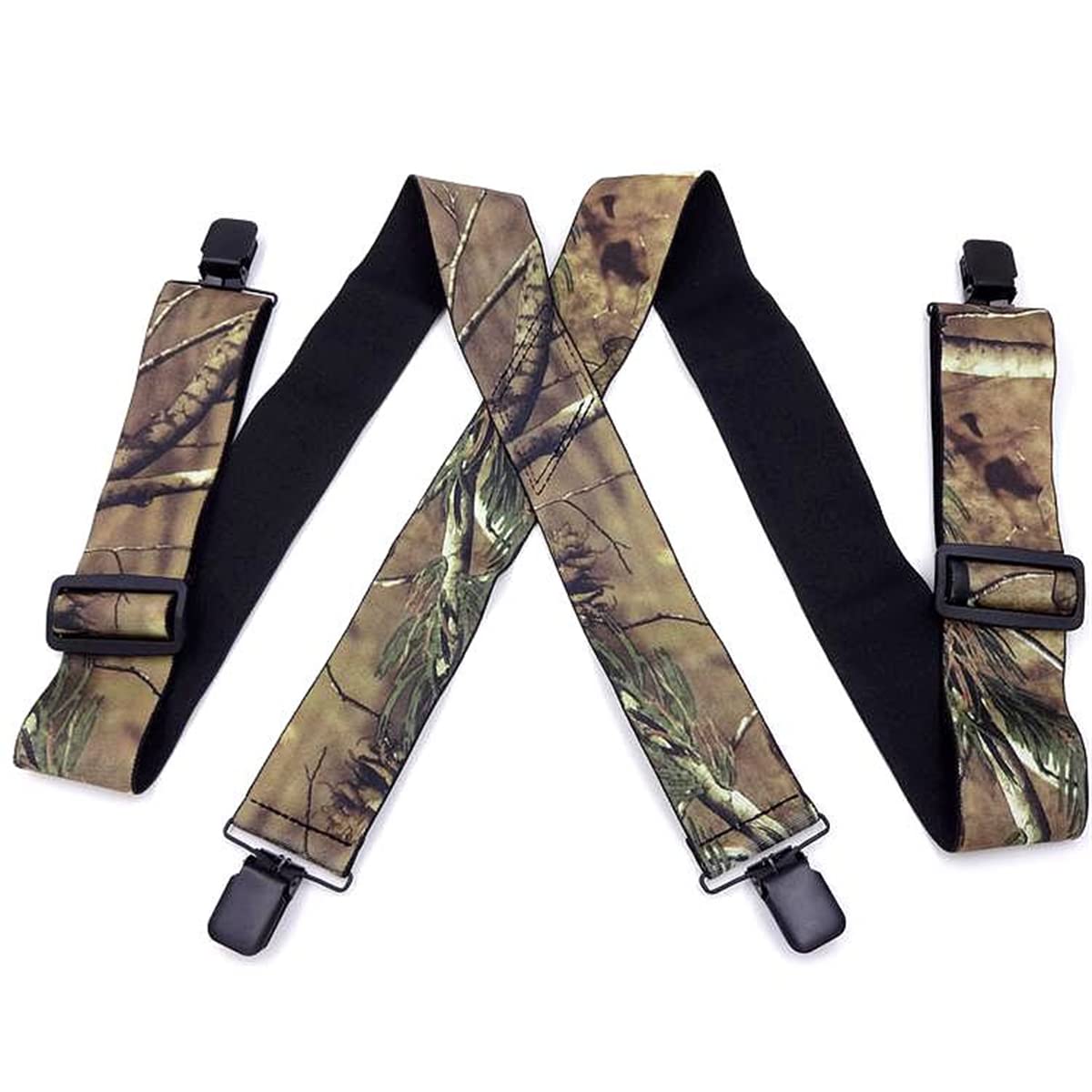 Bretelle da Uomo, Bretelle Regolabili con Clip Resistenti e Larghezza 2 Pollici da Uomo, Colore Mimetico(with Clips)