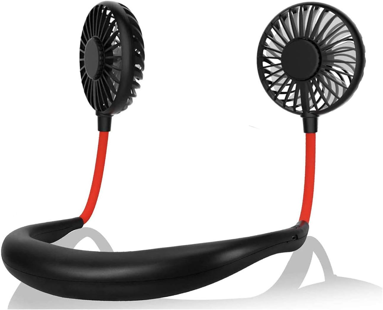 Portable Neck Fan, USB Rechargeable Fan with 3 Speeds Adjustable, Neck Fans Portable Rechargable Prime with LED Lights - Black