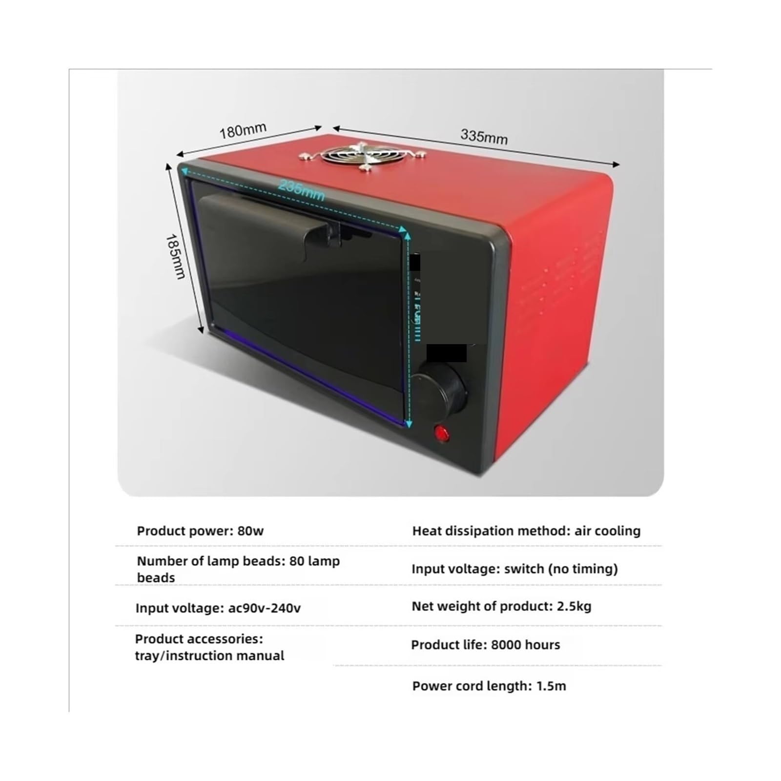 lámpara de curado UV, Caja De Curado UV Lámpara Alta Intensidad 365nm 395nm 405nm LED Pantalla Curva Resina Sin Sombras For Mantenimiento Teléfonos Móviles Horno OCA(405NM,80W Switch)